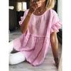 2026 New Women's Summer Solid Color Round Neck Short Sleeve Ruched Top T-Shirt