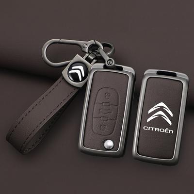 Zinc Alloy Leather Car Flip Remote Key Case Cover Protector Shell Fob Durable Durable For C2 C3 C4 C5 C6 Xsara Berlingo