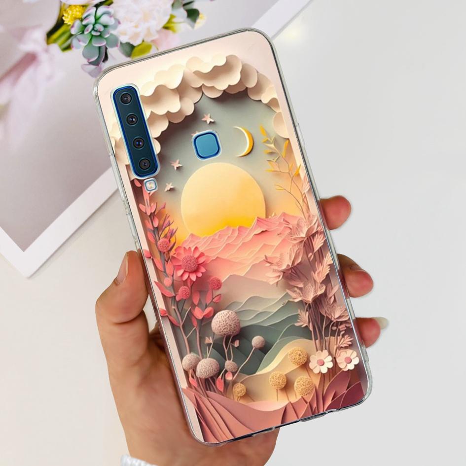 For Samsung Galaxy A9 2018 Case A920 SM-A920F Silicone Cover Popular Flower Clear TPU Soft Phone Case For Samsung A9 2018 Bumper