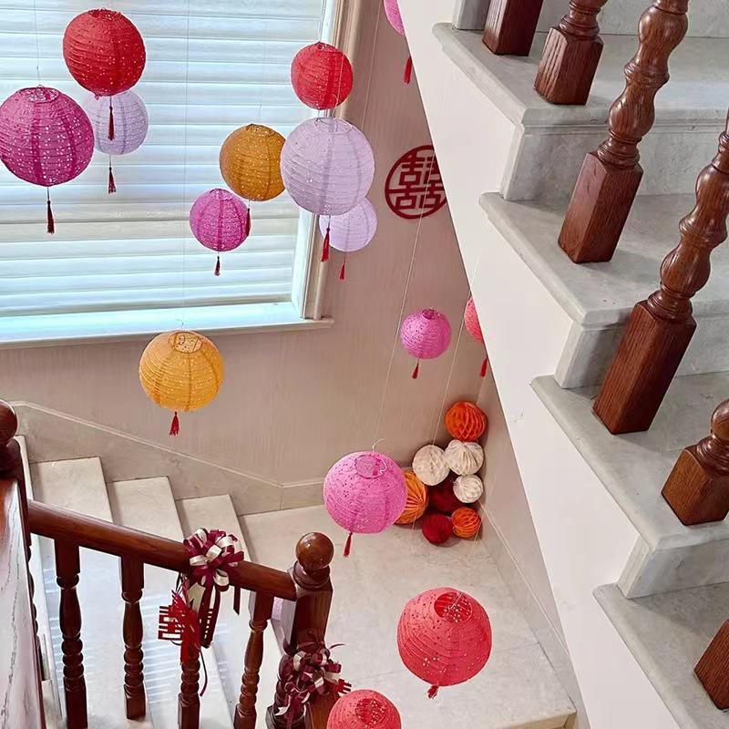 Luminous Honeycomb Ball & Paper Lantern Wedding Room Decor