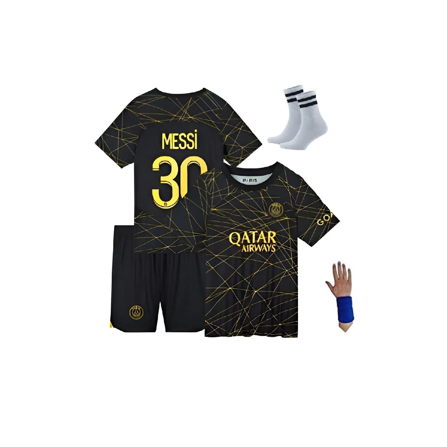 

Комплект из 4 трикотажных шорт для детей Psg Messi Gold, носков и браслетов