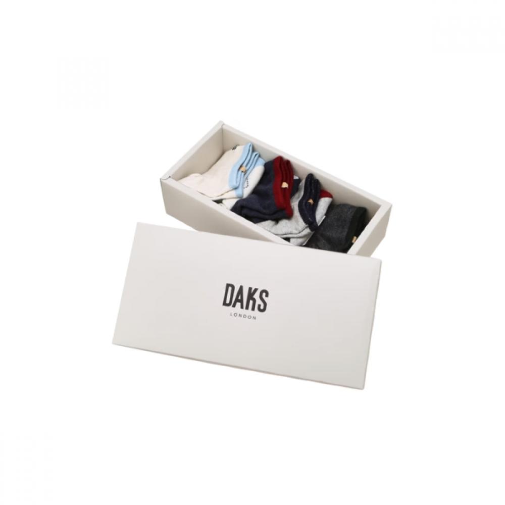 Daks Cotton Blend White Check Ankle Socks 4 Piece Set Dcss6f320wt Single option
