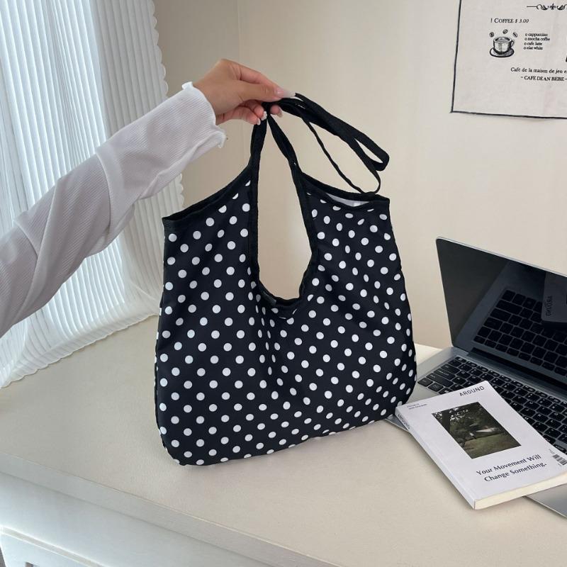 Polka dot canvas autumn new simple and versatile fashion big bag lazy literary shoulder handbag
