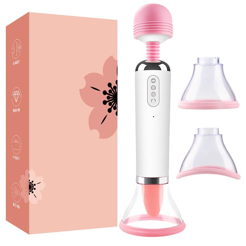 Varita Mágica de Lengua 3 en 1 Vibrador AV Succionador de Pezones Calentador Vibrador Lamedor de Lengua Estimulador de Clítoris Masturbación Sexo