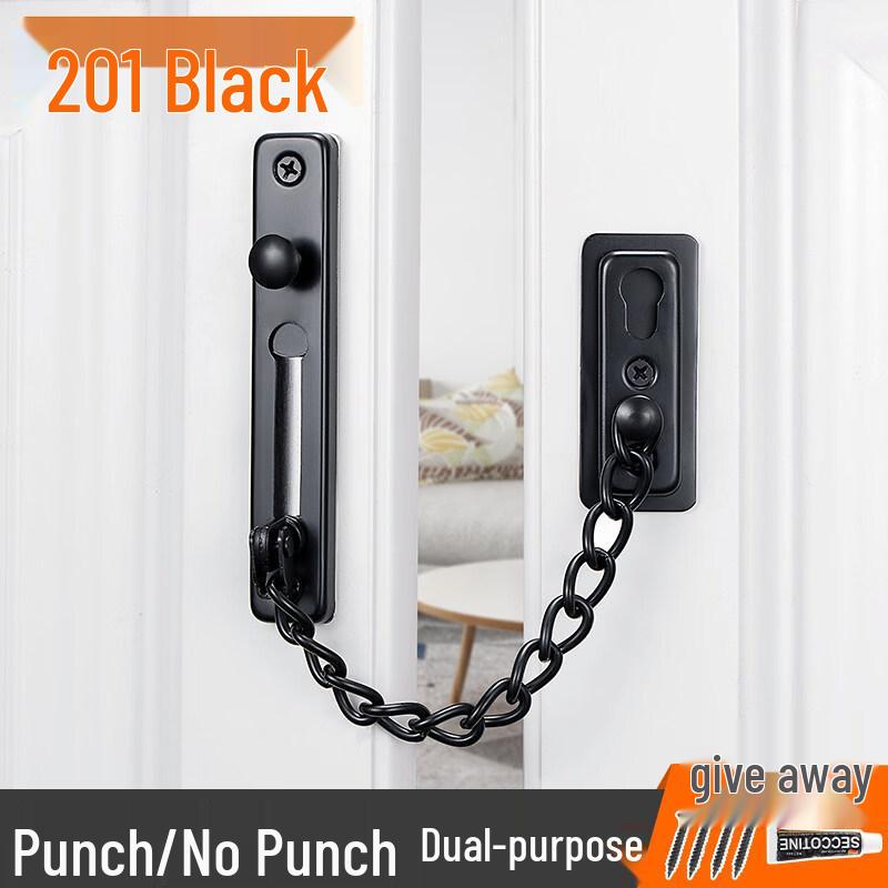 

Rongyu Matte Black Stainless Steel Door Security Chain