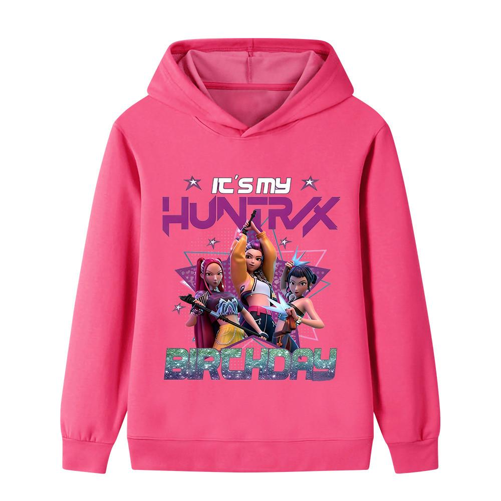 B1240 Kids Boys Girls Kpop Rumi Zoey Mira Print Long Sleeves Hoodie