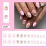24Pcs Almond Press On Nail Flower French Fake Nail Acrylic False Nail,Artificial Nail Glues On Nail for Womens Girls