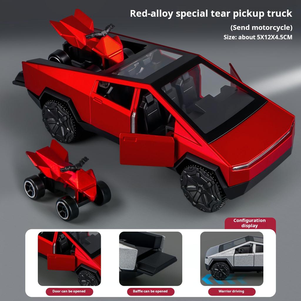 1:36 Cybertruck Speelgoed Off-Road Voertuig Die-Cast Modelauto Strandmotorfiets Hobby Verzamelsieraad Verjaardagscadeau Voor Jongen