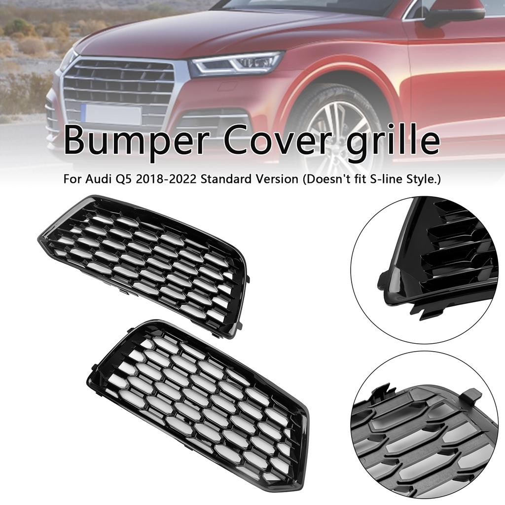 2PCS Front Bumper Cover Grill Grille Bezel Insert Fit Q5 2018-2022 Mesh