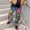 2605 Streetwear Ripped Jeans Women Multi-pocket Loose Fit Denim Trousers