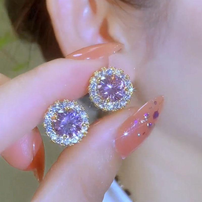 Sweet Temperament, Purple Ear Buckle Earrings, New Style, Versatile for Daily Commuting, Compact and Exquisite Earrings and Earrings