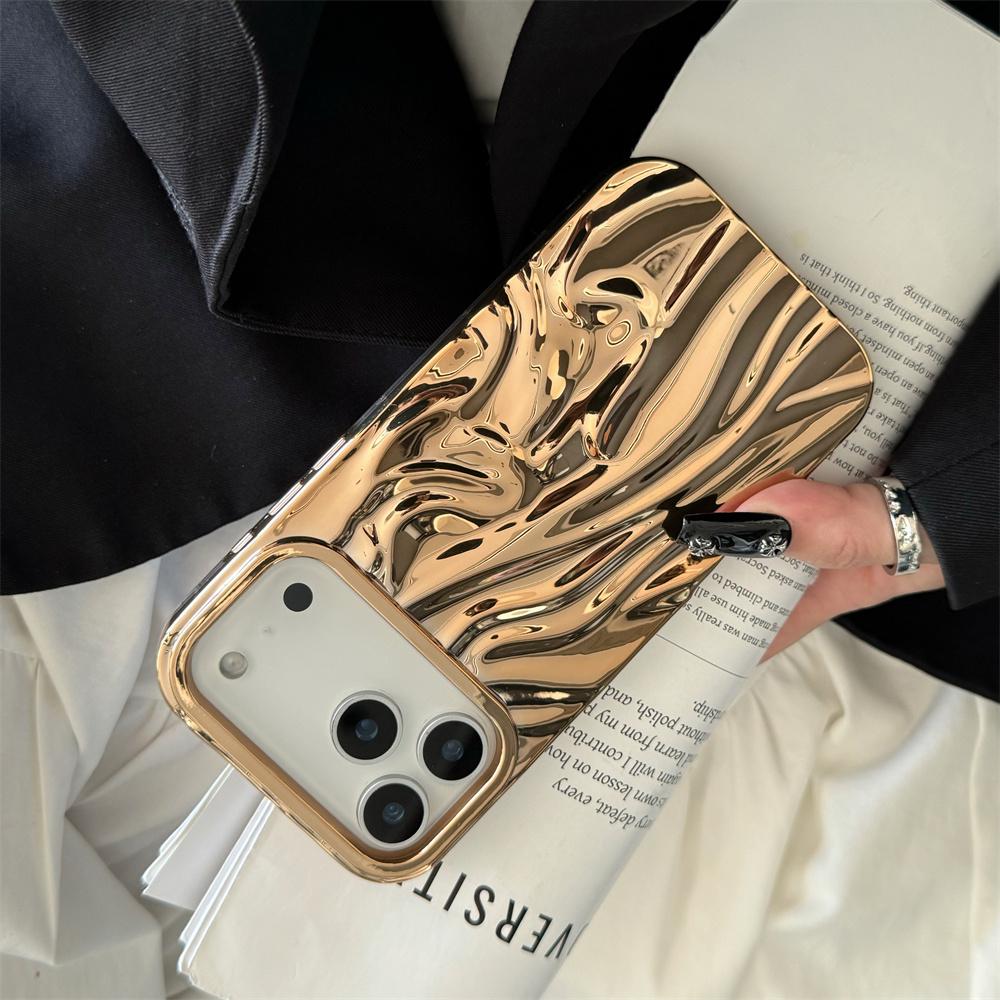 Electroplate 3D Solid Phone Case for Iphone 17 Air 16E 16 15 14 13 12 11 Pro Max Water Ripple Shockproof Tpu Soft Cover