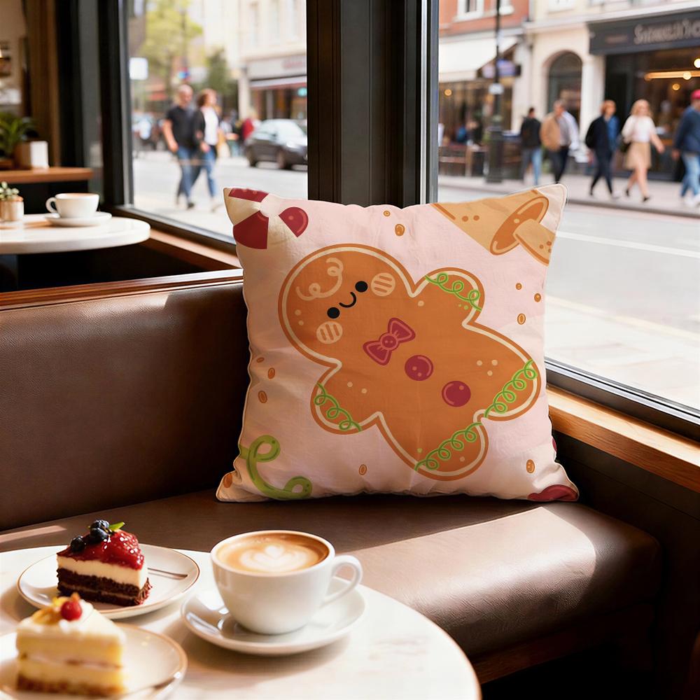 Festive Adorable Ginger Bread Cushion Cover Decorative Cushions Covers Cover Sofa 50x50 Pillow 4 Piece 45x45 40x40 Pillowcase