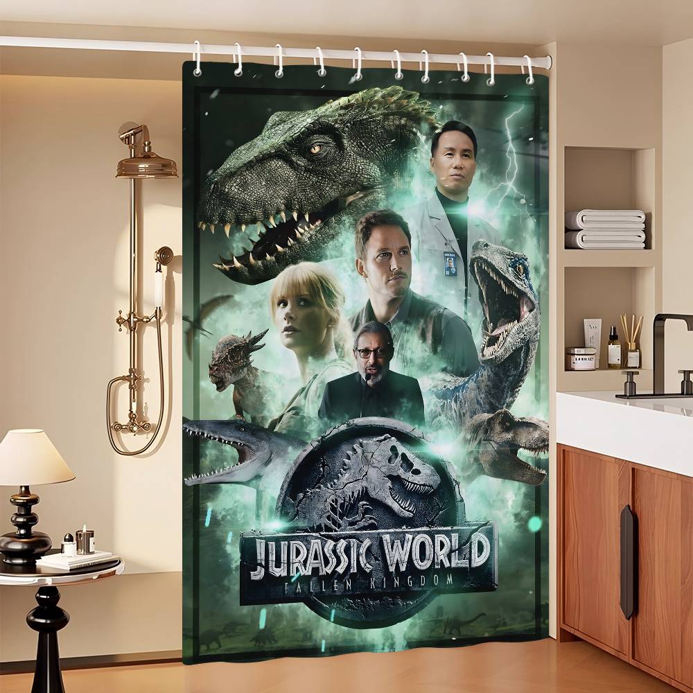 Movie Jurassic Park Dinosaur World Modern Simple Shower Curtain Bathroom Decorative Polyster Shower Curtain with Hook