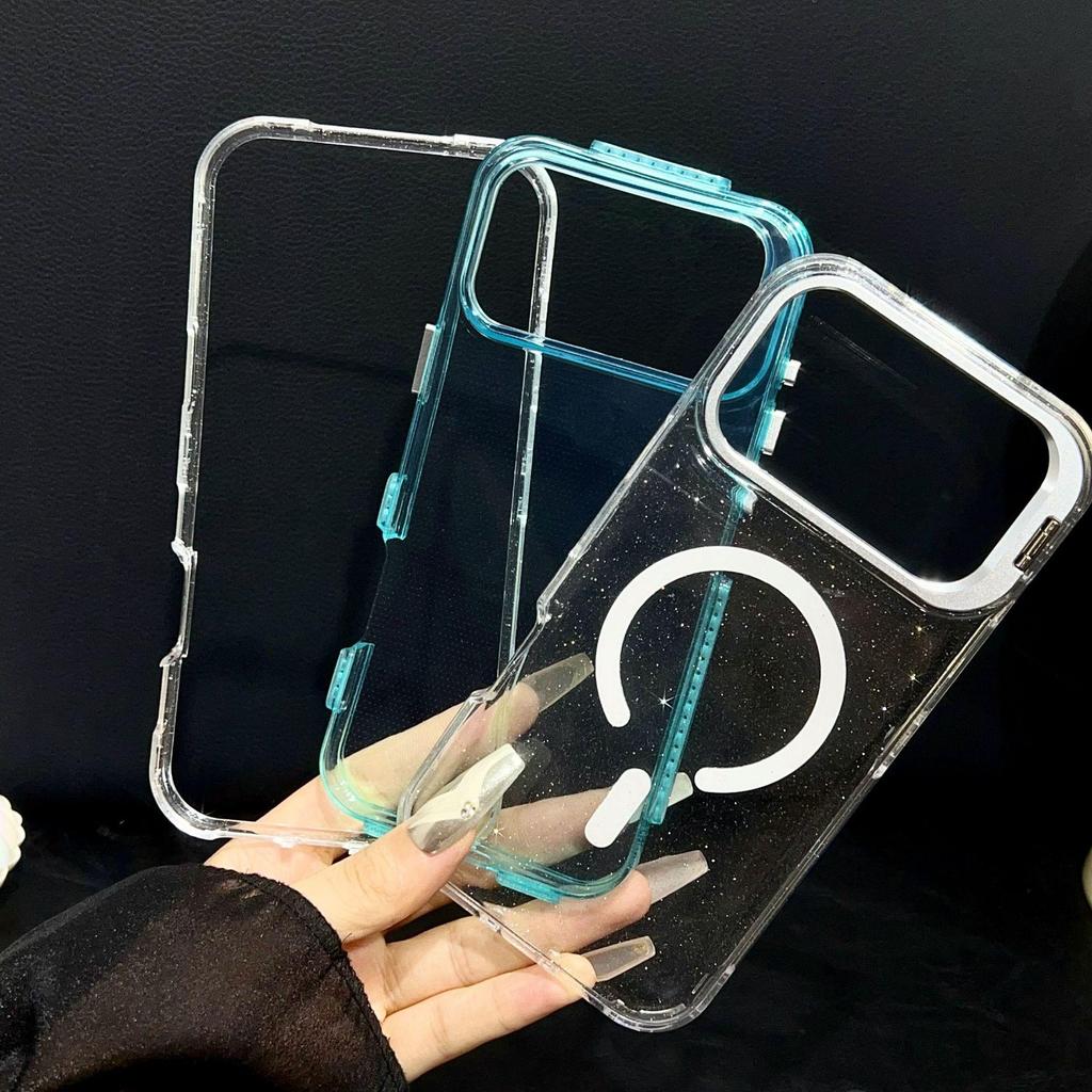 Magnetic Glitter Lens Holder Case for Apple iPhone 14/15Pro/16/17Promax