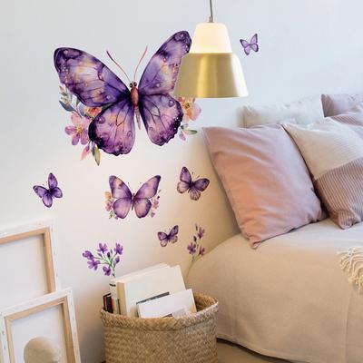 Fantasy Lila Schmetterling Schlafzimmer Wohnzimmer Eingang Zuhause Hintergrund Verschönerung Dekoration Wandaufkleber