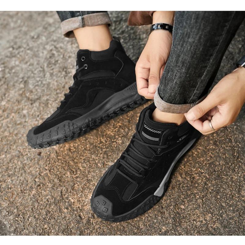 Men's Anti-slip Work Boots 2025 New Outdoor Platform Boots Men Trendy All-match Hiking Boots Spring Comfortable Sneakers for Men