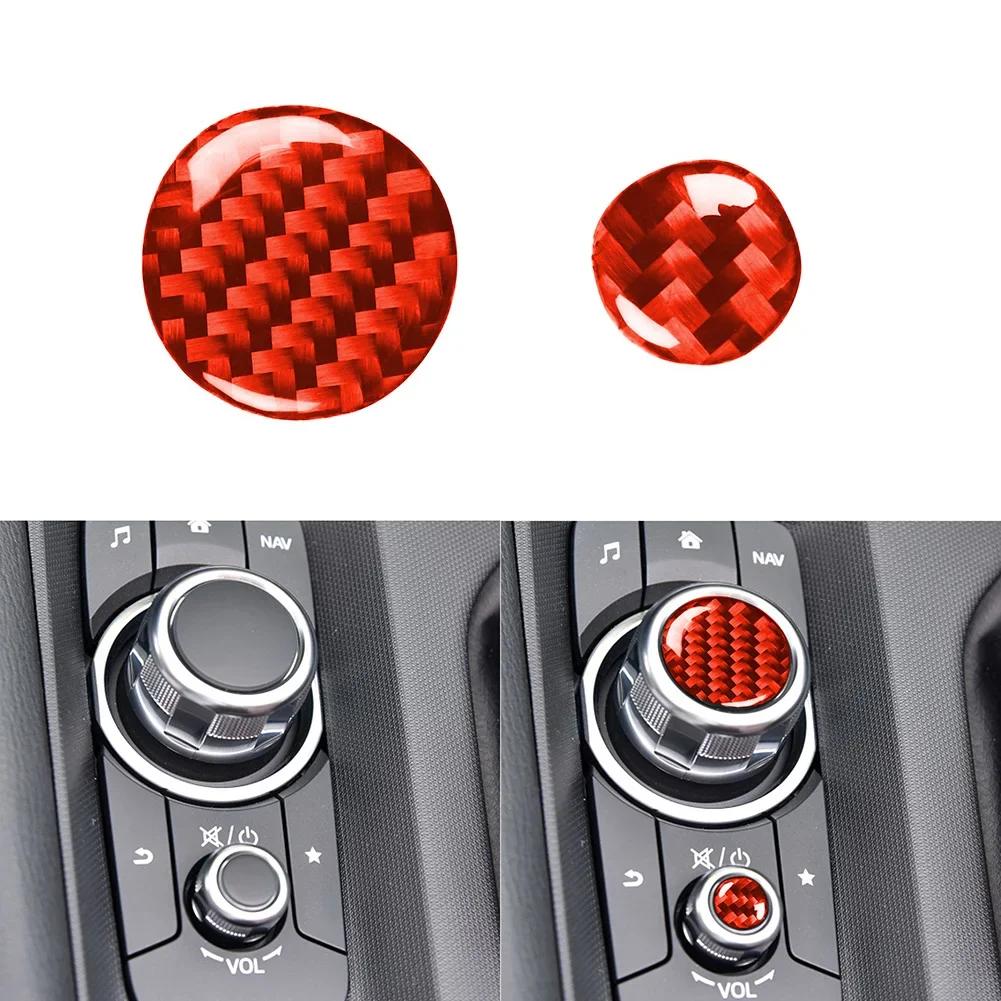 Add A Touch Of Luxury To Your For Mazda MX5 162020 With Red Carbon Fiber Multimedia Button Cover Trim Set Of 2