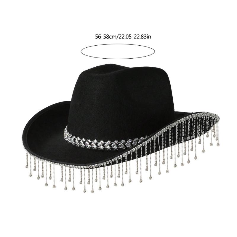 Soft Sweet Unisex Hat British Stylish Hat Rhinestones Fashionable Western Hat for Parties and Weddings