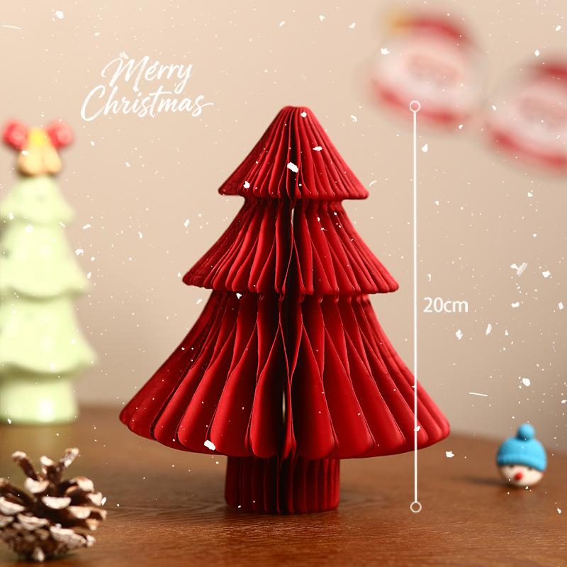 Büyük Yılbaşı Ağacı Süsü 3D Petekli Top Katlanabilir Kağıt Xmas Ağacı Navidad Dekorasyonları Masaüstü Asılı Xmas Dekor