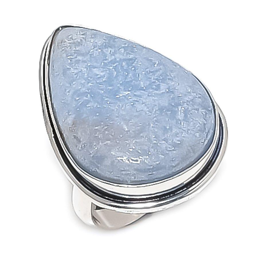 

Камень Ангелит Драгоценный камень Ювелирное изделие Кольцо из стерлингового серебра 925 пробы Размер 8