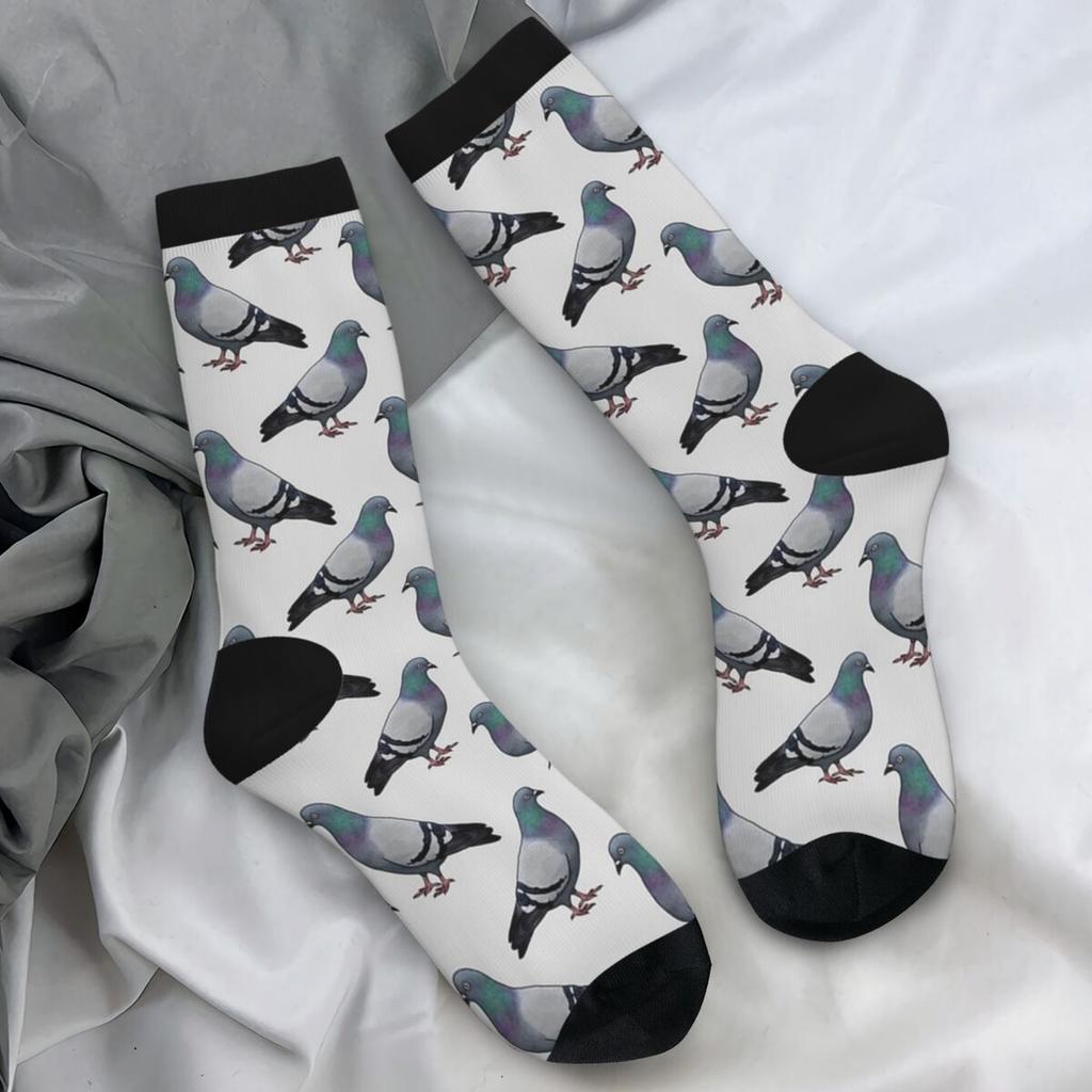 Pigeon Walk Stockings Grey Background Custom Fashion Socks Autumn Anti Bacterial Socks Men's Running Sports Breathable Socks