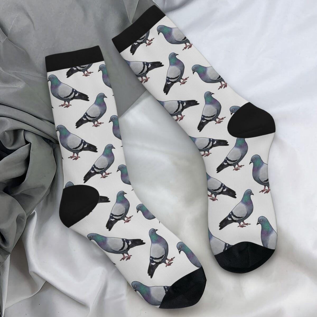

Колготки с рисунком голубей, серый фон, модные носки на заказ, осенние антибактериальные носки, мужские беговые спортивные дышащие носки One Size