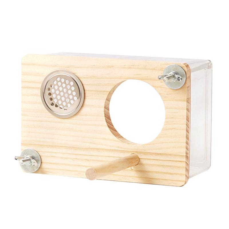 

Bird Nest Cage, Wood Shelter Nest Parrots Cage Window Breeding Box Habitat for Small Size Bird Cage Decors S