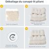 Divano letto trasformabile pieghevole con cuscino, materasso con supporto lombare, lettino prendisole portatile e confortevole per soggiorno, beige
