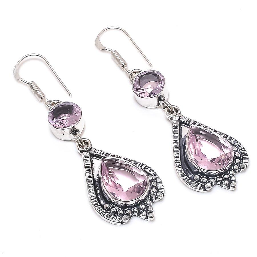 

Натуральный розовый кунцит, ручная работа, серьга из стерлингового серебра 925 пробы, 2,36 L8M23