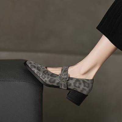 Fashion Spring New Women Genuine Leather High Heeled Fashion Leopard Party Wedding Pumps Shoes 2025 Elegant Office High Heeled Shoes