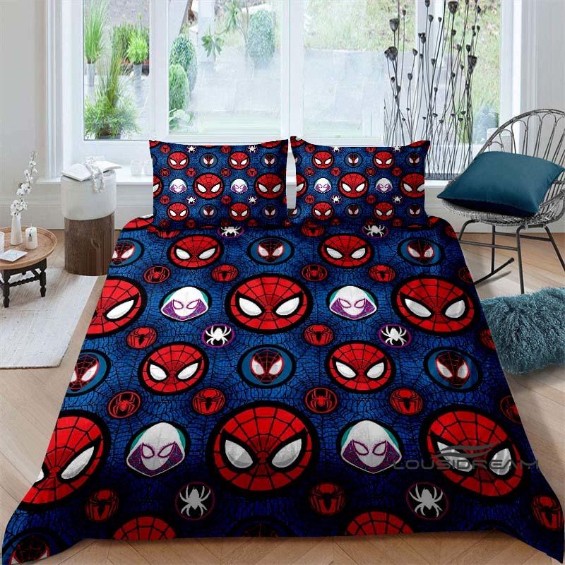 Spider-Man 3D printed duvet cover and pillowcase bedding set, available for single, double, king, and queen beds, suitable for