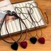 Elegant Heart Pendant Necklace Delicate Charm Necklace Flocking Texture Office Lady Necklace for Casual or Party Wear