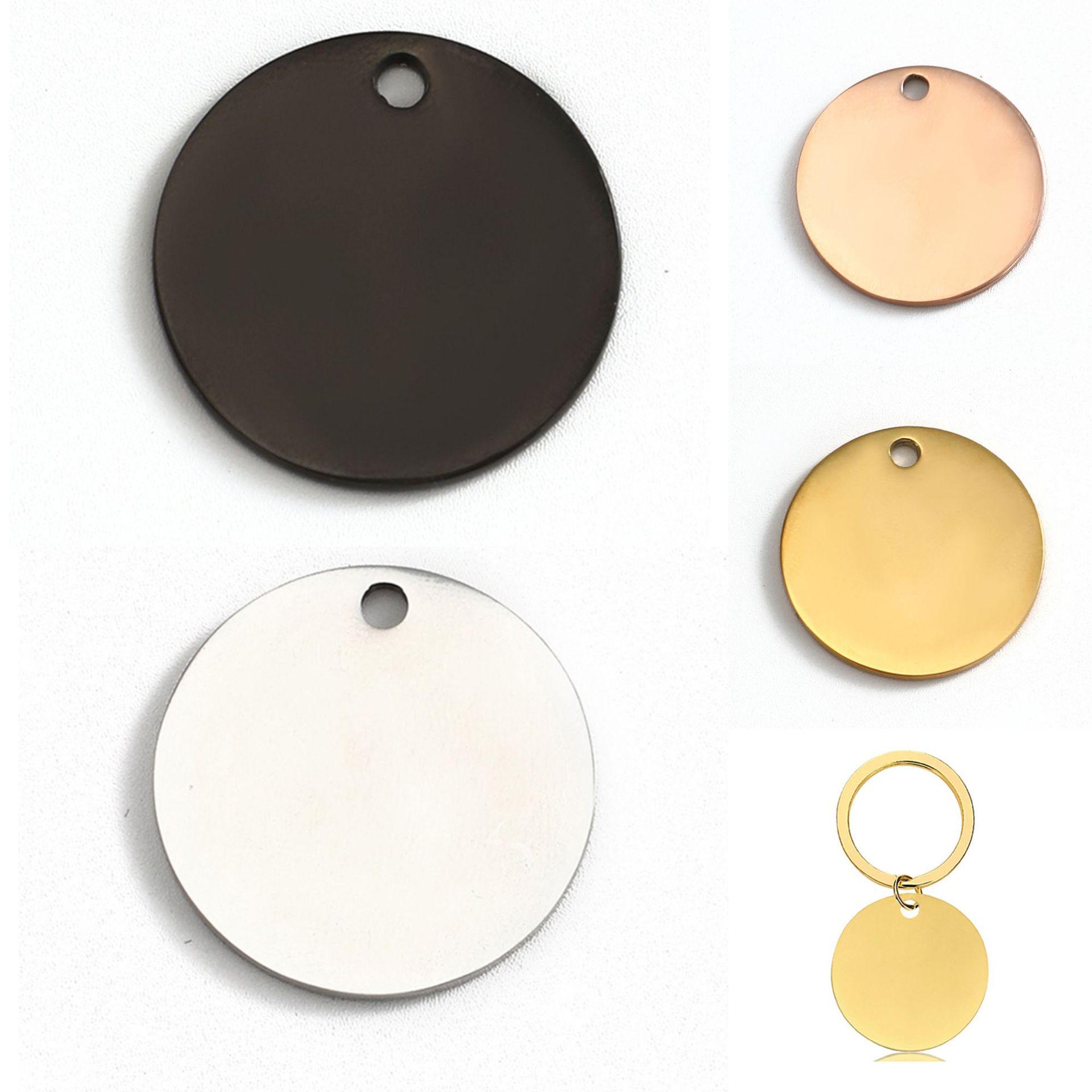 Engravable Round Stainless Steel Pendant - Polished Mirror Finish Dog Tag Accessory 15mm
