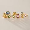 Elegant Colored Glass Open Ring for Women Stainless Steel Waterproof Non-Tarnish Jewelry for Prom Banquet Anniversary Gifts