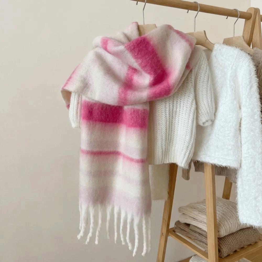 Tassel Winter Cashmere Scarves Mohair Neck Warmer Elegant Long Shawl  Girl