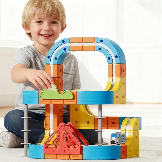 1 Set Magnetic Track Train Toy Kit Kids DIY Rail Building Gravity-Defying Electric Train Toy Toddlers Boys Girls Track Car Educational STEM