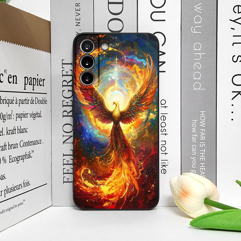 Luxury Phoenix Fire Feather Pattern Phone Case for Samsung Galaxy S25 S24+ S23 Ultra S22 Plus S20 S21 FE M53 M34 5G Soft Covers