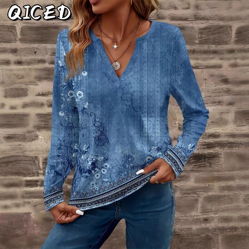 BITCED Women's Fashion Casual Long Sleeve V Neck Blouses & Shirts