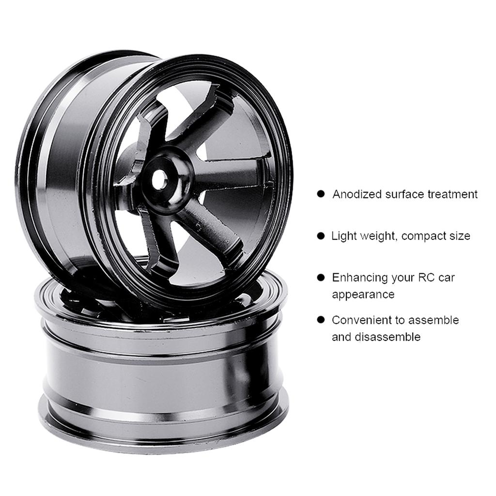 4pcs Aluminium Alloy Wheel Hub for Universal 1/10 Flat Running Drift RC CarBlack