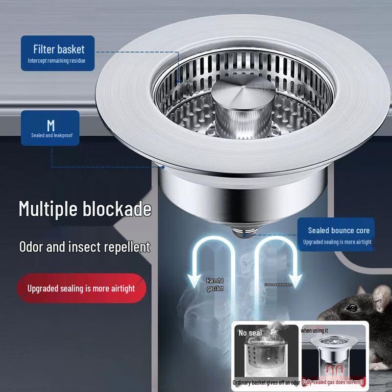 Stainless Steel Pop-up Sink Strainer