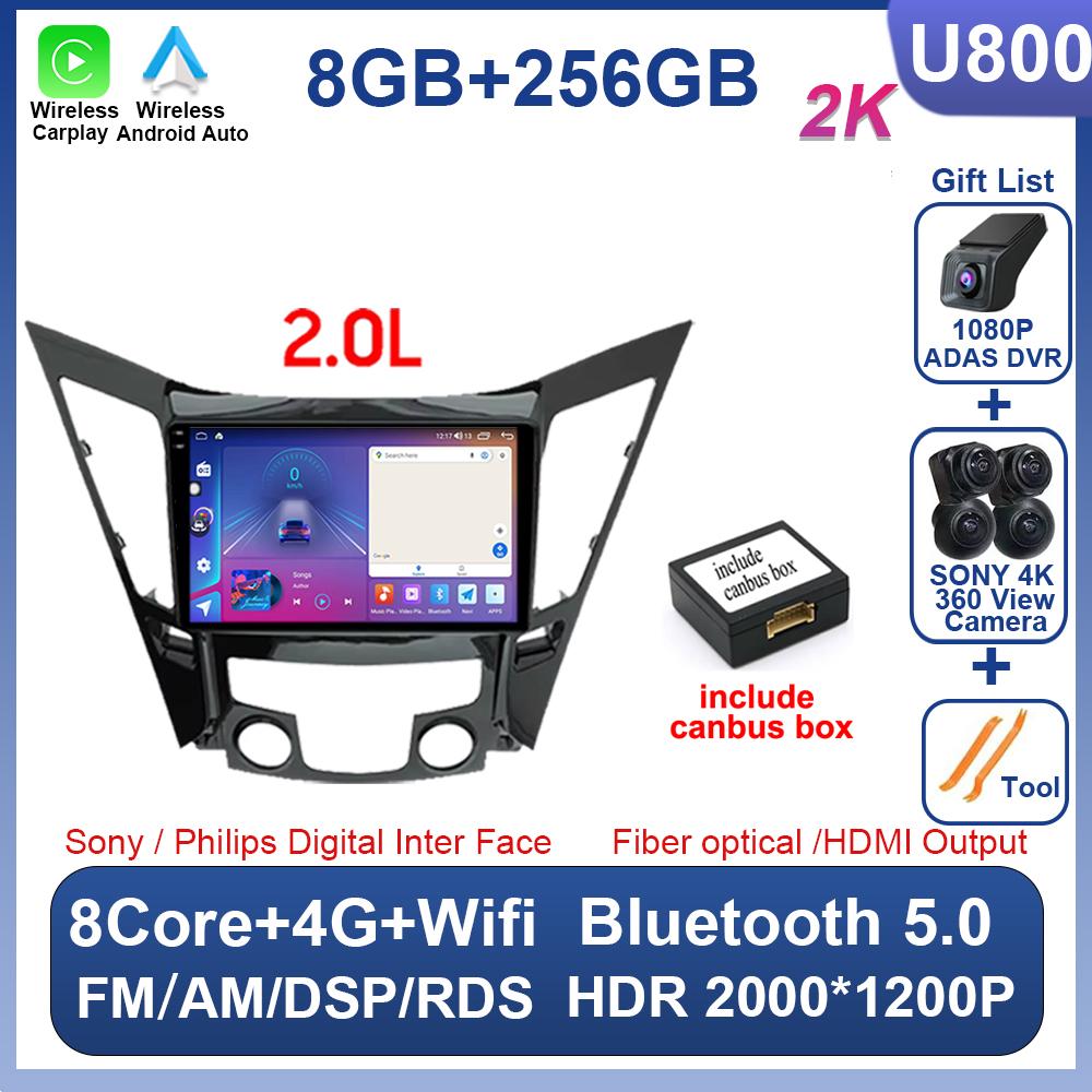 For Hyundai Sonata 6 YF 2009 - 2015 Android 14 Car Radio Multimedia Video Player GPS Navigation AI Voice 4G CarPlay Head Unit