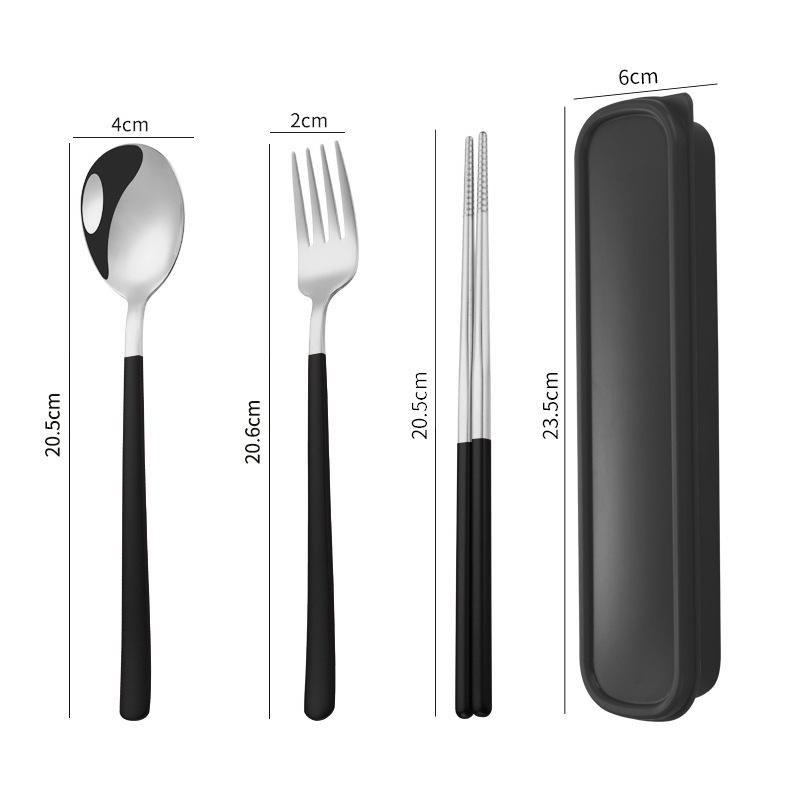 Three-Piece Japanese Stainless Steel Cutlery Set: Spoon, Fork, Chopsticks