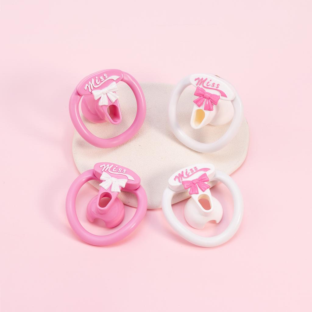 Bow Pink Negative Inverted Plastic Femboy Chastity Cages Male Chastity Device Penis Lock Sex Toys for Men Pet BDSM