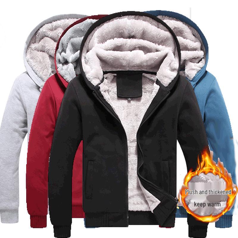 Men's Fashionable Hooded Cardigan: Thickened Winter Sports Hoodie with Fleece Lining