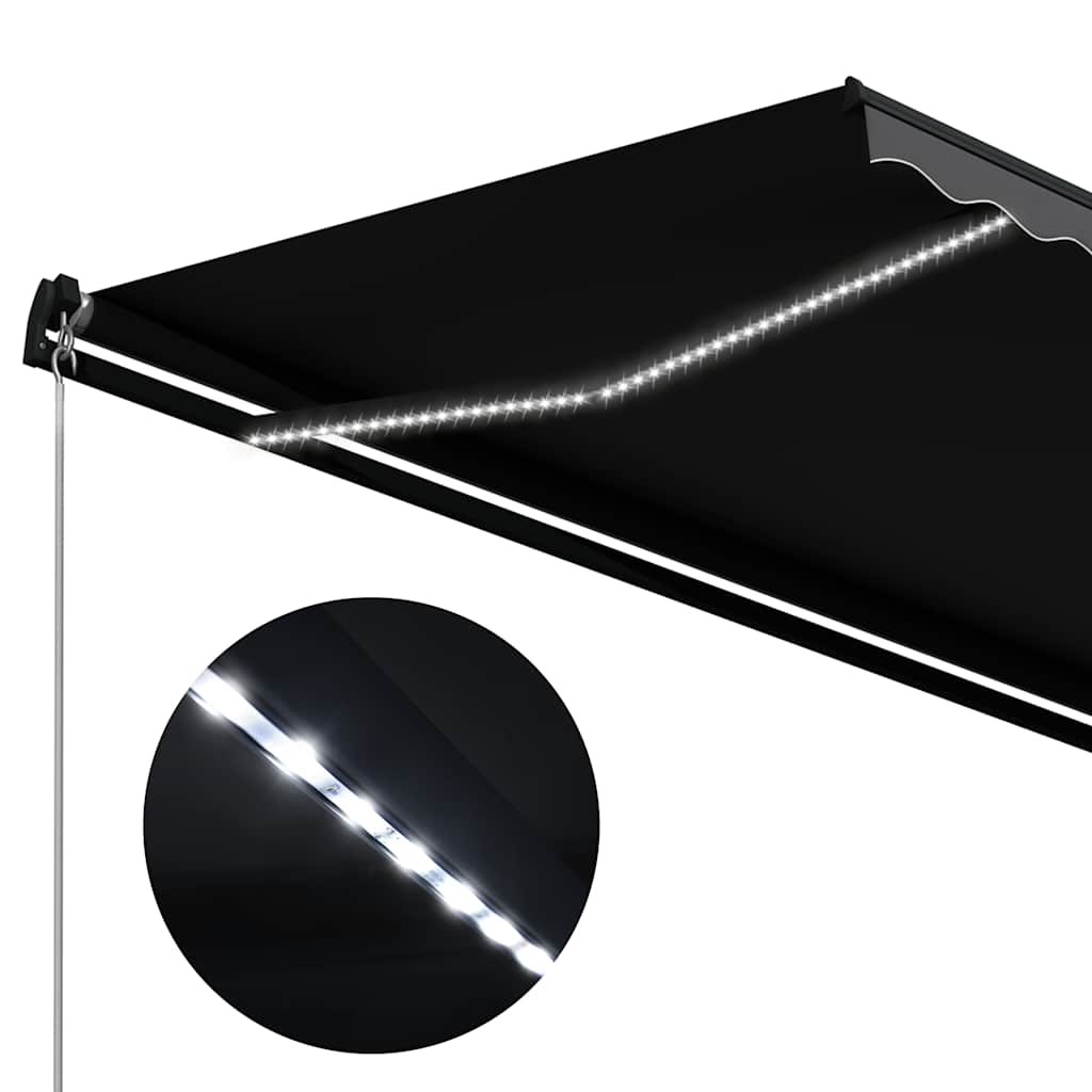 Manual Retractable Awning with LED Lighting 350 X 250 Cm Anthracite Grey