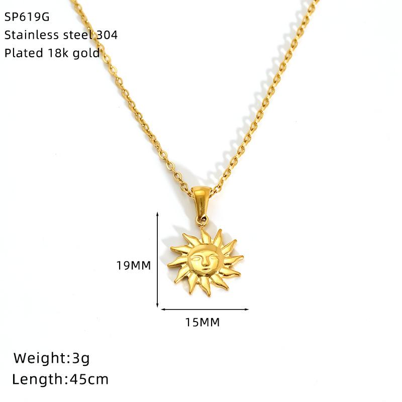 

Ожерелье из нержавеющей стали с золотым покрытием в ретро-стиле Солнце Луна Не выцветает Подвеска из титановой стали высокого класса