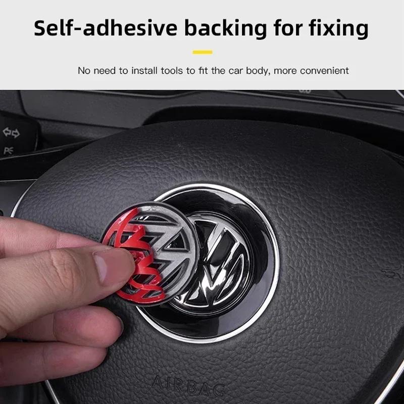 Car Steering Wheel Sticker ABS Auto Emblem Badge Decoration For VW GTI Passat B6 Golf 4 Polo Jetta Caddy Beetle Tiguan CC Arteon BGU1