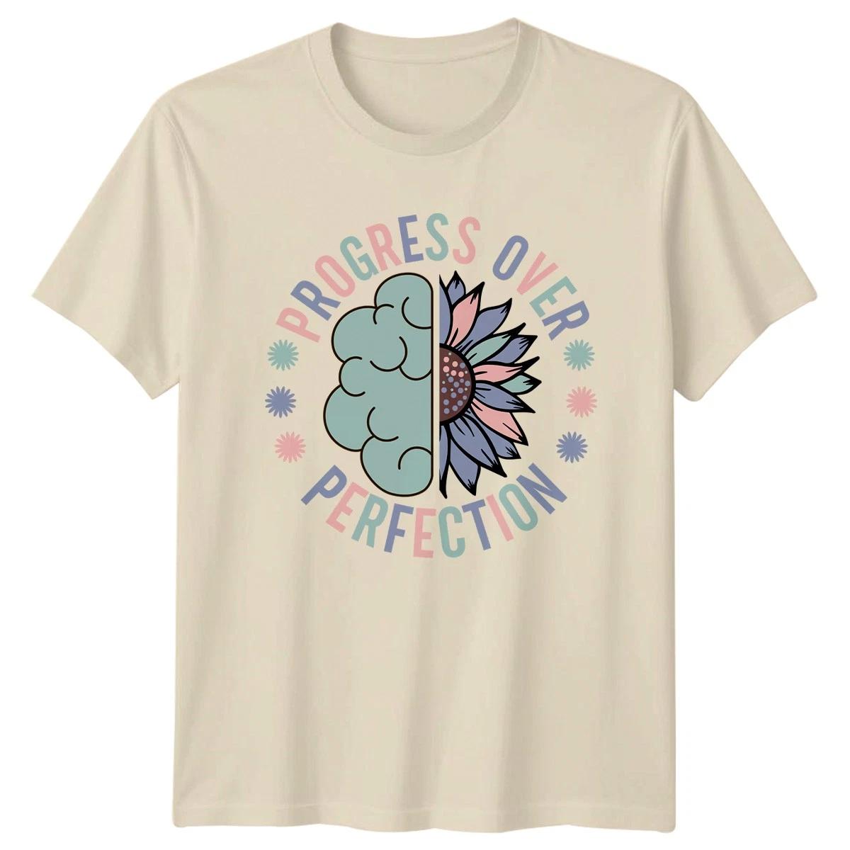 Progress Over Perfection T-Shirt Self Care Mental Health Wellness XXL