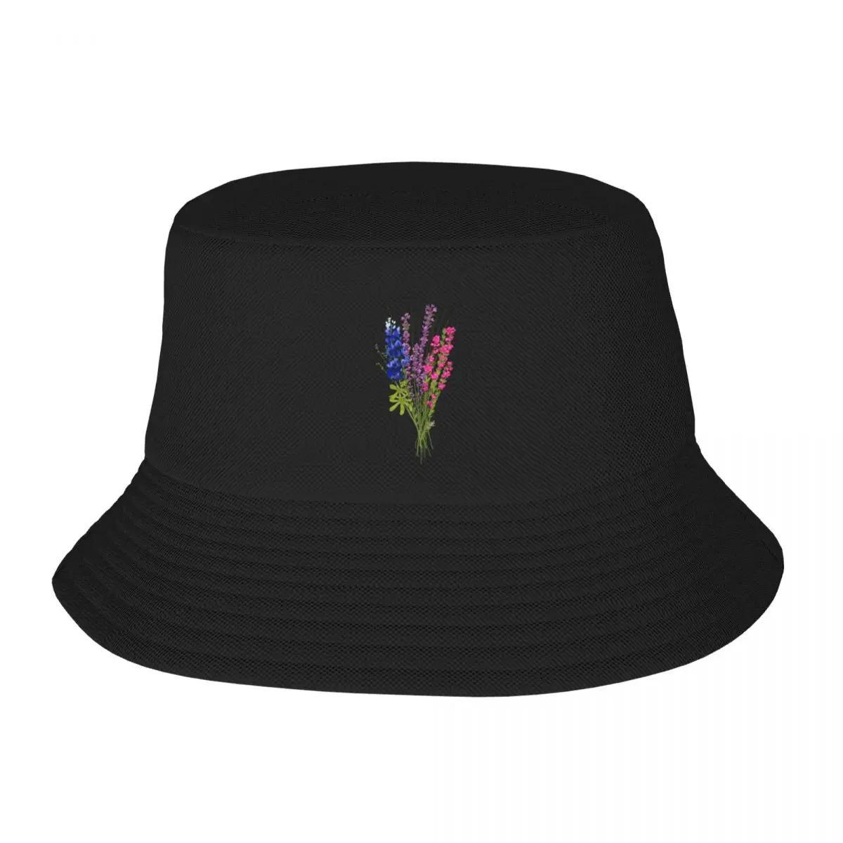 New Subtle Bi Pride Flowers Bucket Hat Wild Ball Hat Visor Tea Hat Womens Clothing Unisexs